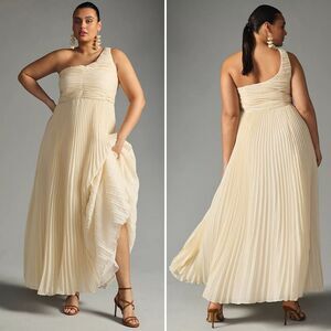 Anthropologie NWT Let Me Be Forever That Girl One-Shoulder Pleated Dress Size L